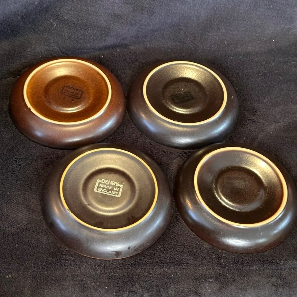 Denby Arabesque Vintage Ceramic Coasters Set Of 4 Made In England 6" Diameter Br